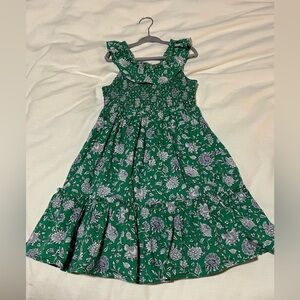 Crewcuts Green Smocked Ruffled Sundress